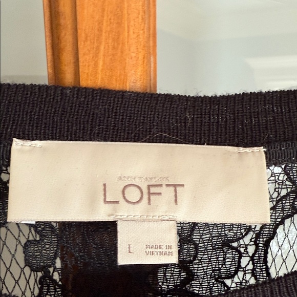 LOFT Elegant Black Lace Top - Picture 2 of 3